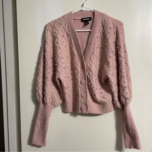Express Embellished V-Neck Balloon Sleeve Cardigan